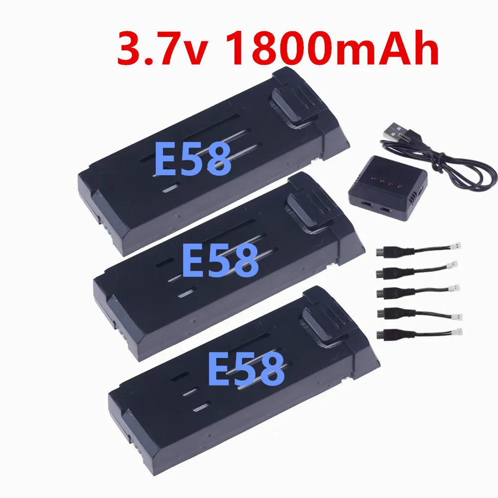 Lot de 2 à 5 Batteries Drone E58 1800mAh avec Chargeur