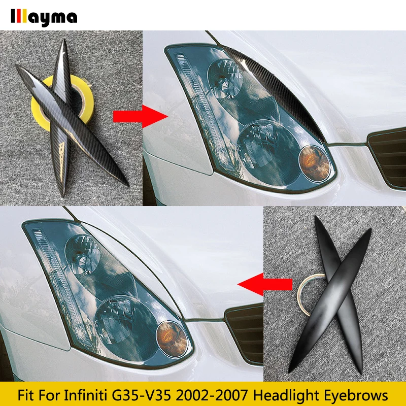 Carbon Fiber Car Headlight Eyebrows Cover Fit For Infiniti G35 V35