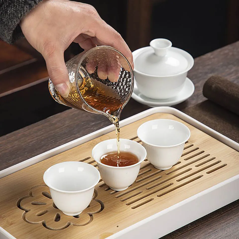 13 ピース白磁中国茶セットセラミックポータブル Gongfu 茶セット