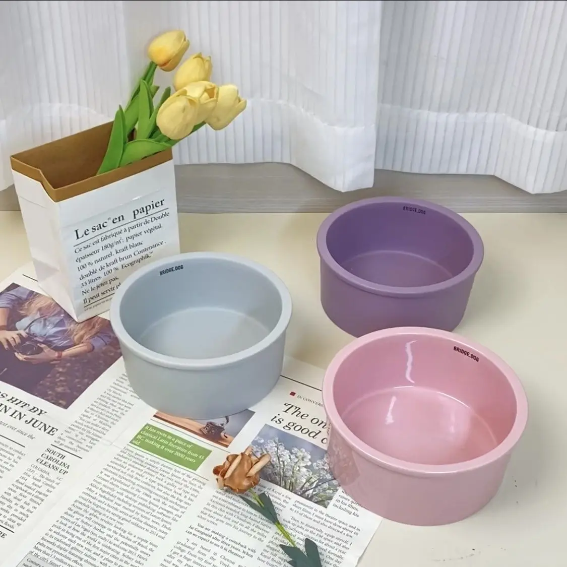 

Korean Bridge Dog Big Water Bowl Big Dog Bowl Medium Sized Dog Cute Cat Pet Bowl Special Splash Prevention