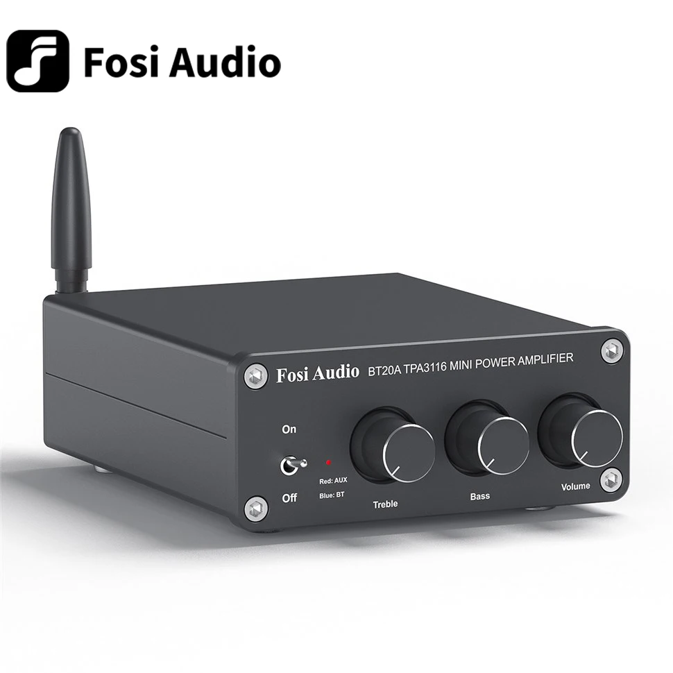 Fosi Audio BT20A Bluetooth TPA3116D2 Sound Power Amplifier 100W Mini HiFi Stereo Class D Amp Bass Treble For Home Theater