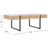 Home Collection Tristan Modern Rectangular Coffee Table COF7000B, 43.3" W X 23.6" L X 15.7" H, Natural/Black Metal Legs 3