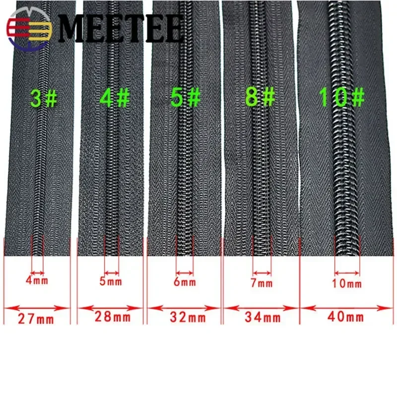 2/5/10M 3# 5# 8# 10# Waterproof Zippers Black Invisible