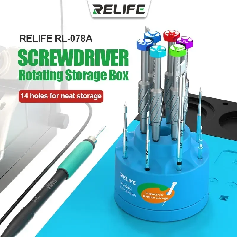 

RELIFE RL-078A Screwdriver 360 Degree Rotating Maintenance Storage Box Mobile Phone Repair Tools Rotating Storage Boxes