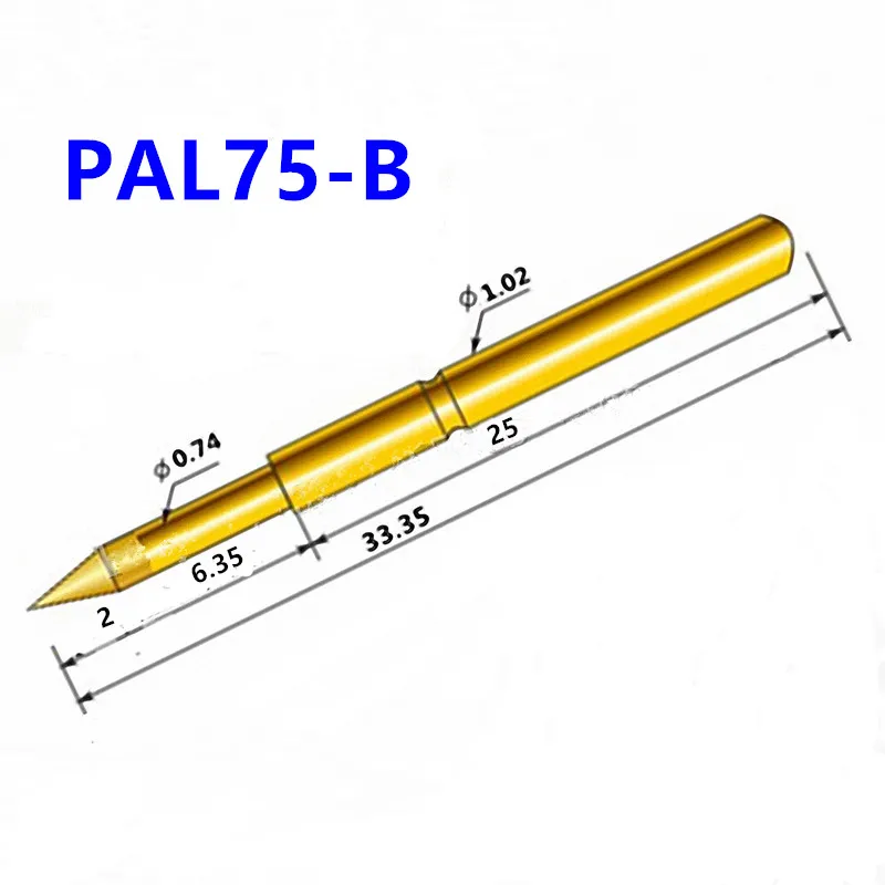 Gold-Plating sonda agulha tubo, tubo de mola, dedal usado para testar a placa de circuito, diâmetro exterior 1.02mm, Pal75-B1, 100pcs por saco