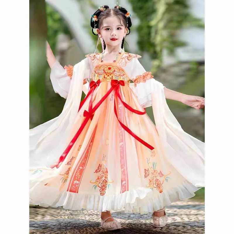 

Новинка 2023, платье для девочки Hanfu, Старинное платье, супер сказочное детское платье принцессы Hanfu