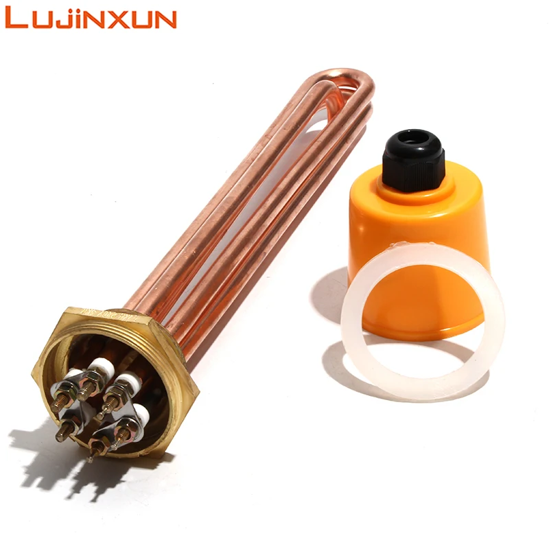 Elemento de Aquecimento de Água Lujinxun Rosca de Cobre Aquecedor de Água do Tubo Resistência à Água Dn32 41 mm 110v 220v 3kw kw 65 kw 6kw 9kw 12kw 1pc