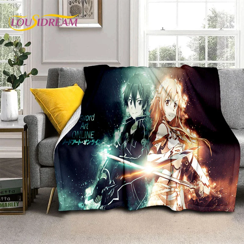 

SAO Novel Cartoon Sword Art Online Blanket,Soft Throw Blanket for Home Bedroom Bed Sofa Picnic Travel Office Cover Blanket Kids