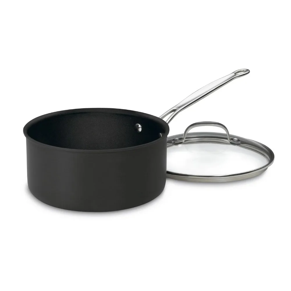 

Chef's Classic Non-Stick Hard Anodized 3 Quart with Cover cooking pot non stick Long handle is safe durable
