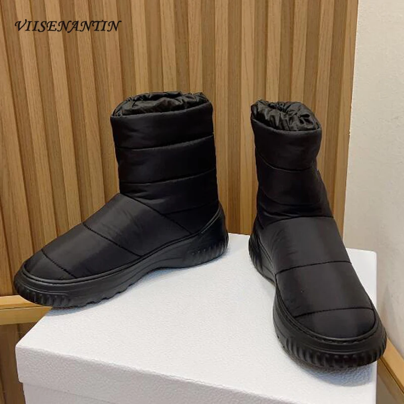 

New Arrival Thick Bottom Eiderdown Light Snow Boot Round Toe Slip on Sleeve Short Boot Winter Non Slip Warm Comfort Winter Boats