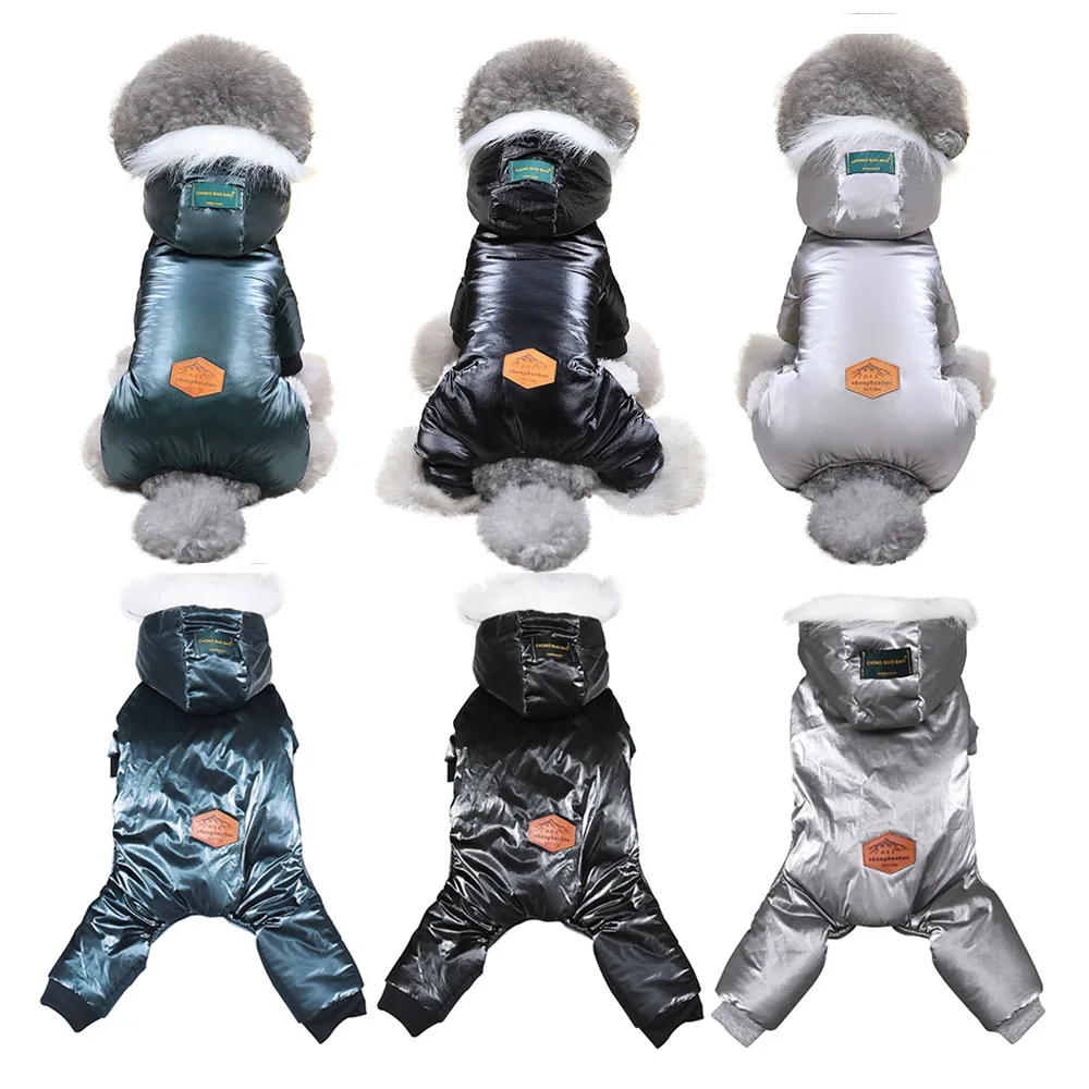 Dog Winter Coat Fleece Thicken Dog Hoodies Snowsuit Pet Jacket Warm Outfit Dog Coat with Hat