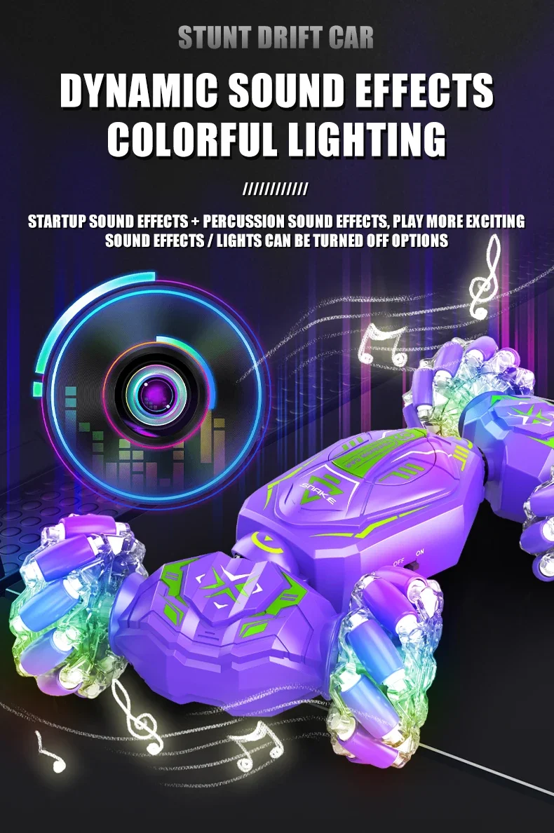 RC Cars Stunt Gesture Sensing 2.4G Hand Controlled Twisting Off-road with LED Lights Remote Control Vehicle Gifts for Kids