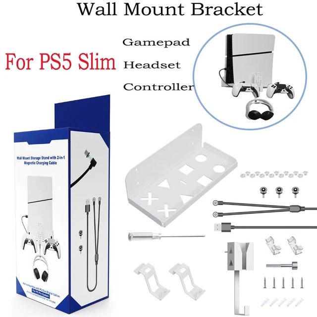 For PS5 slim console wall mount bracket for PS5 slim controller charging  cradle