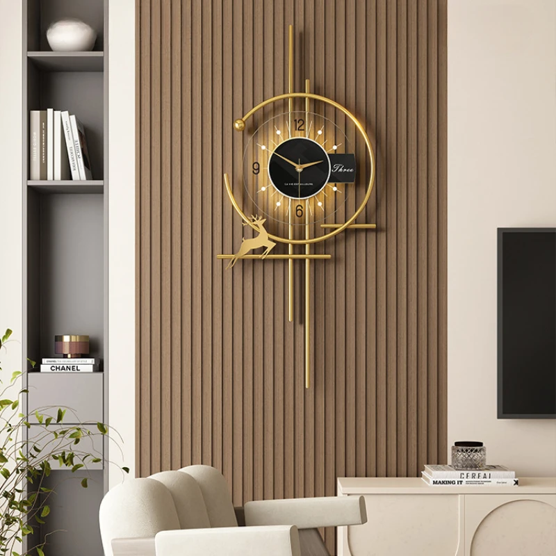 

New Home Decor Wall Clock Modern Design LED Light Clock for Living Room Decoration Household Grille Wall Lamp Clock