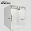 Frameless Slidable Shower Door, 56-60" W × 76" H, 5/16" Clear Tempered Glass, Gold Stainless Steel Handle, Noiseless Shower Door 4