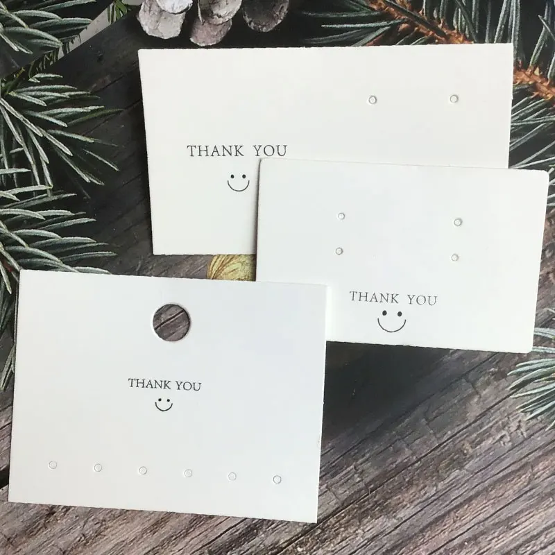 50/25pcs Thank you Cards Earrings Display Paper Cards Price Tags for  Handmade Jewelry Earring Studs Packaging Retail Hang Label