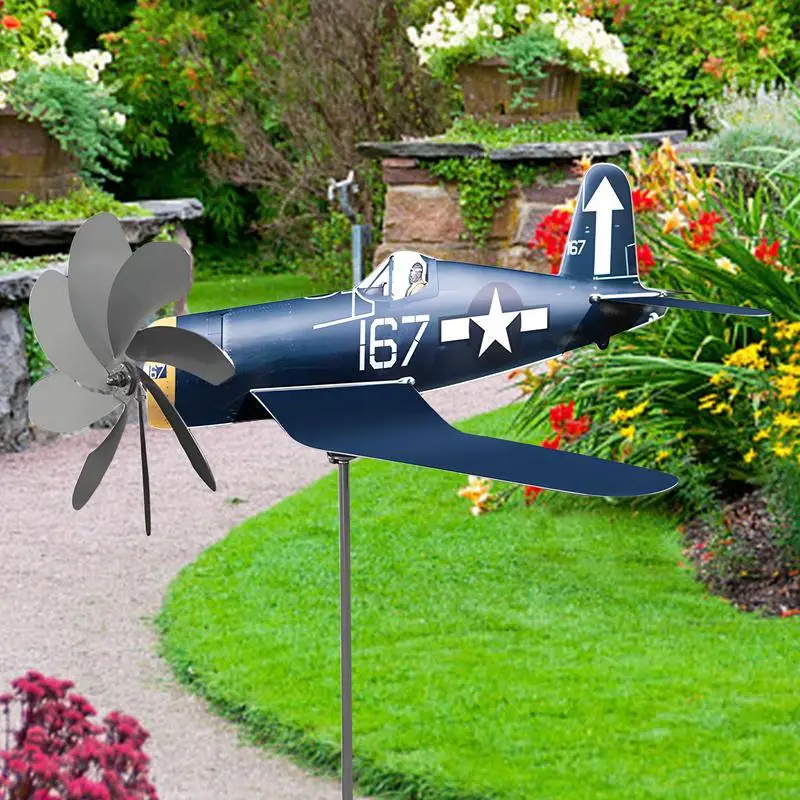 Aircraft Wind Vane Metal Stainless Steel Garden Ornament Patio-garden art decor garden windmill