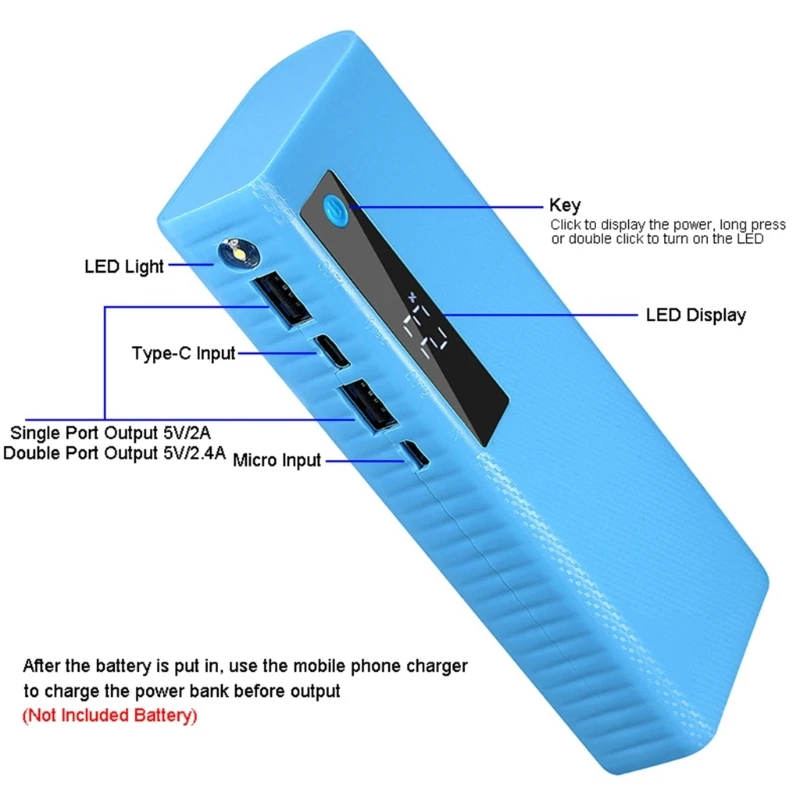 5 Slots 21700 Battery DIY Power Bank Shell 21700 Battery Power Case 5V/2.1A Dual Port Output Bank Case