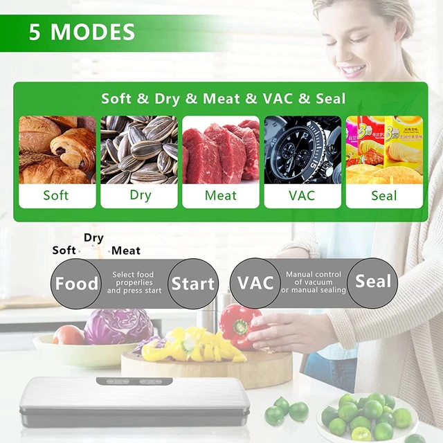Vakumar VH5180 Kitchen Automatic Commercial Household Food Vacuum Sealer  Packaging Machine Include 2 rolls Vacuum packed bags - AliExpress