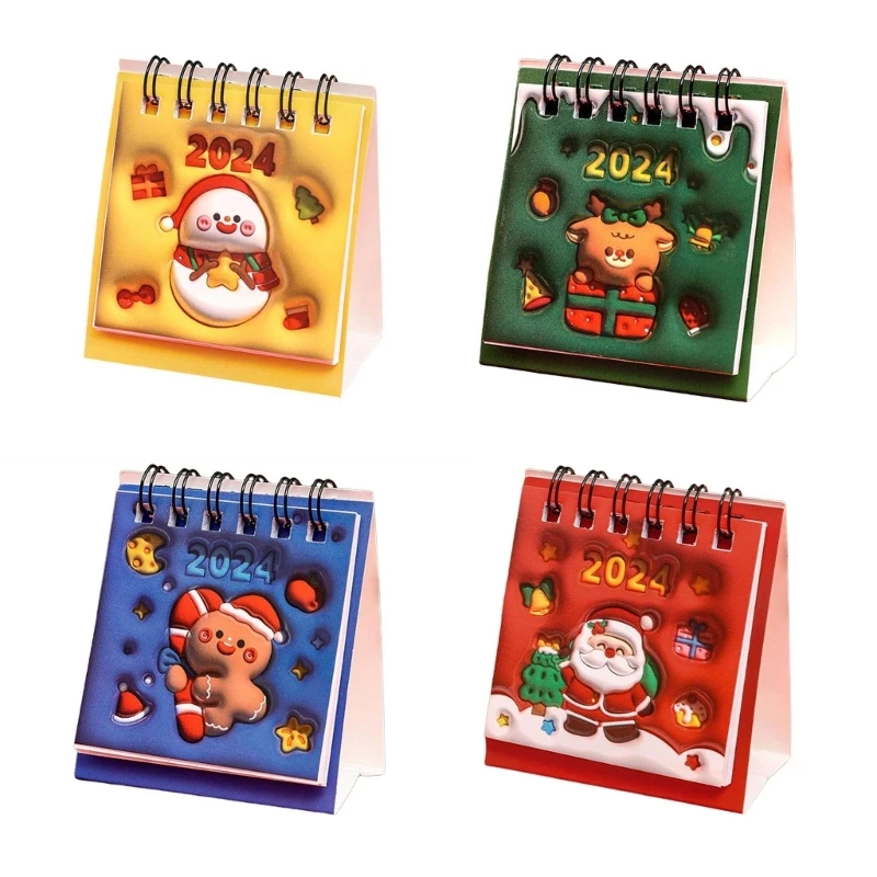

2024 Cartoon Christmas Calendar Mini Desktop Calendar from 01/2024 to 12/2024