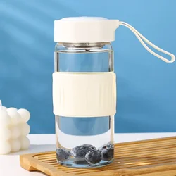 High Quality 500ml Portable Glass Bottle with Tea Filter and Screw Lid - 500ml (New white)
