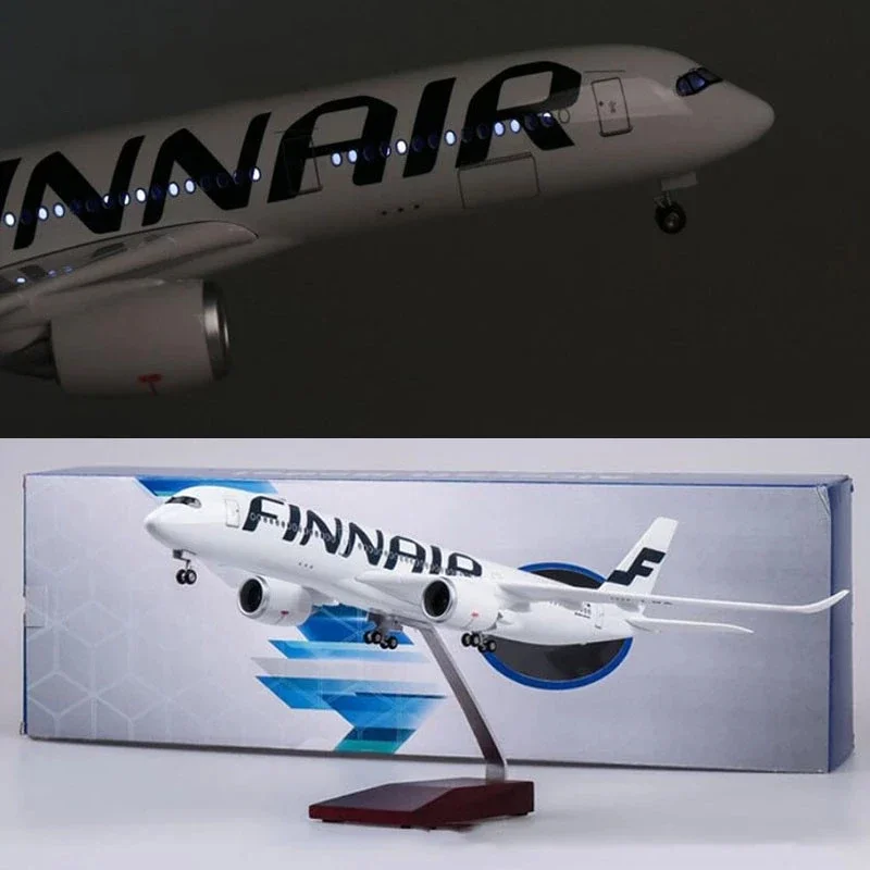 Самолёт, 47 см, масштаб 1/142, аэробус A350 Finland FINNAIR, модель самолета со светом и колесом, пластмассовый полимерный самолёт для коллекции