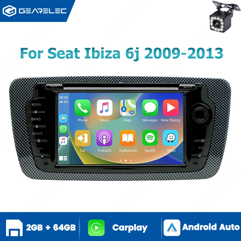 Radio GPS para Seat Ibiza 6J 2009-2013, CarPlay, Android Auto, GPS 2-DIN de 7 Pulgadas, Wi-Fi, Android 14, Reproductor Multimedia Estéreo para Auto 1
