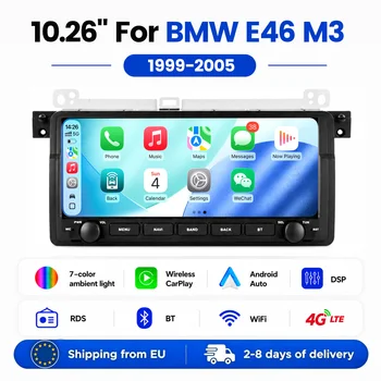Radio multimedia para coche de 10,26 pulgadas, sistema inteligente para BMW E46 M3 1998-2006, navegación GPS, RDS, FM, BT, 4G, WIFI, DSP, pantalla IPS de 1600*600, Carplay inalámbrico, Android Auto 1