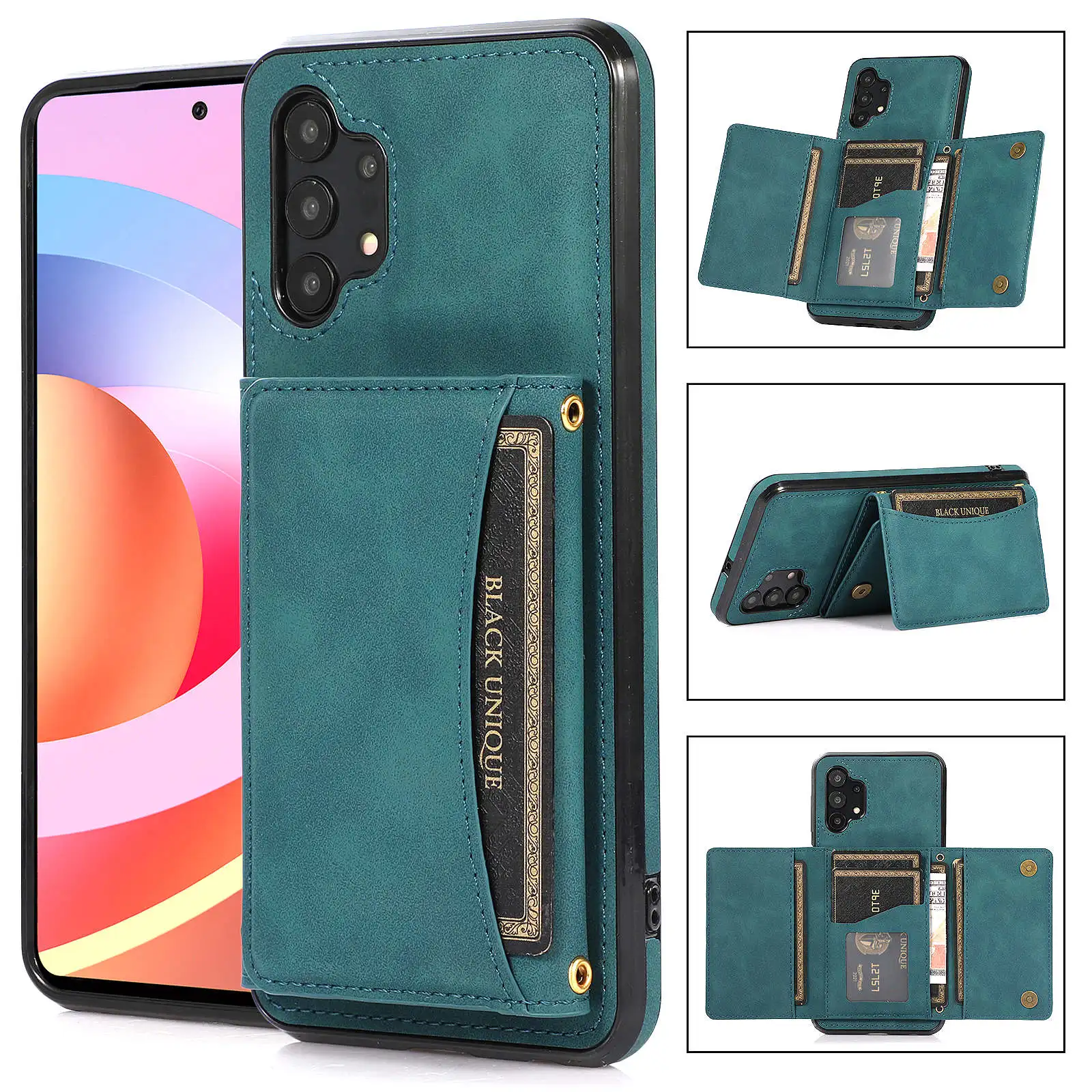 Foldable Skin Feeling Leather Wallet Case for Samsung S22 S21 S20 S10 Card Slots Kickstand Flip Cover for Galaxy A12 A51 A32 A52 best case for samsung Cases For Samsung