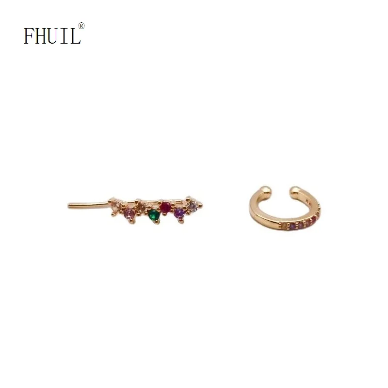 

New Colourful Zircon Clip Earrings For Women Luxury Earring Wedding Accessories Copper Alloy Fashion Jewelry 2023 Trend