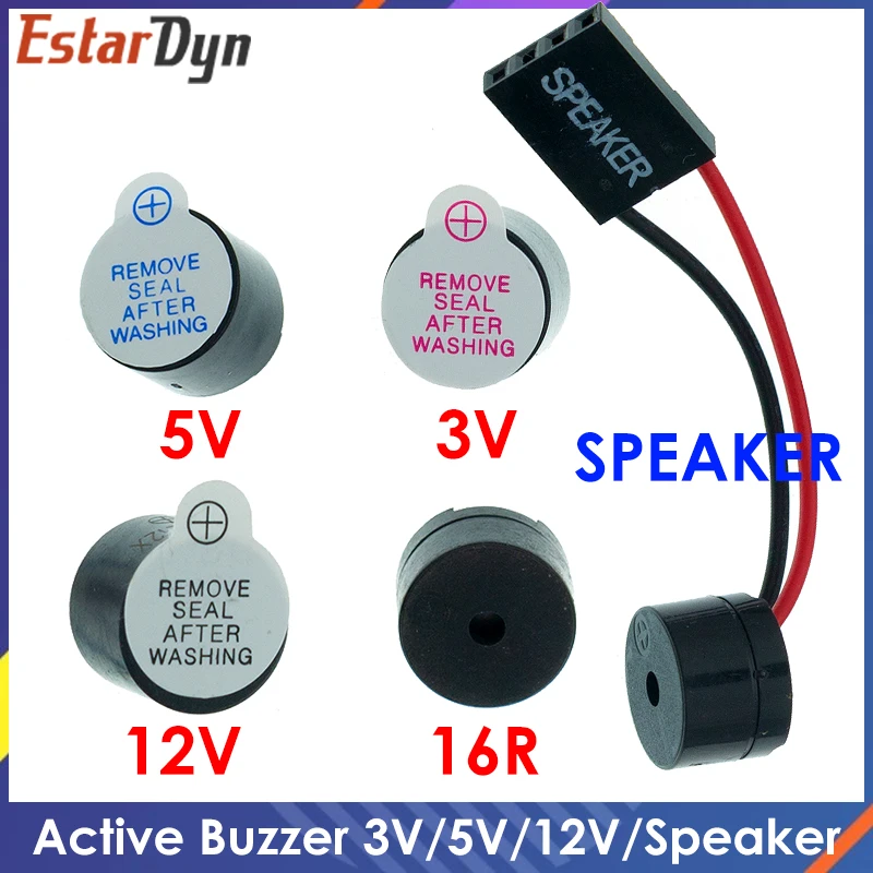 Mini Plug Speaker 10PCS Active Buzzer 3V/5V/12V/16R TMB12A03 TMB12A05 TMB12A12 Magnetic Long Continous Beep Tone 12095 12*9.5mm Mini Plug Speaker