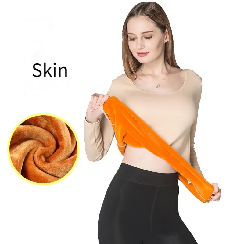 Women Winter Keep Warm Underwear Thermal Tops Plus Cashmere Pullovers Winter Autumn Thick Fleece Shirts Layered Clothing Pajamas - Image 2