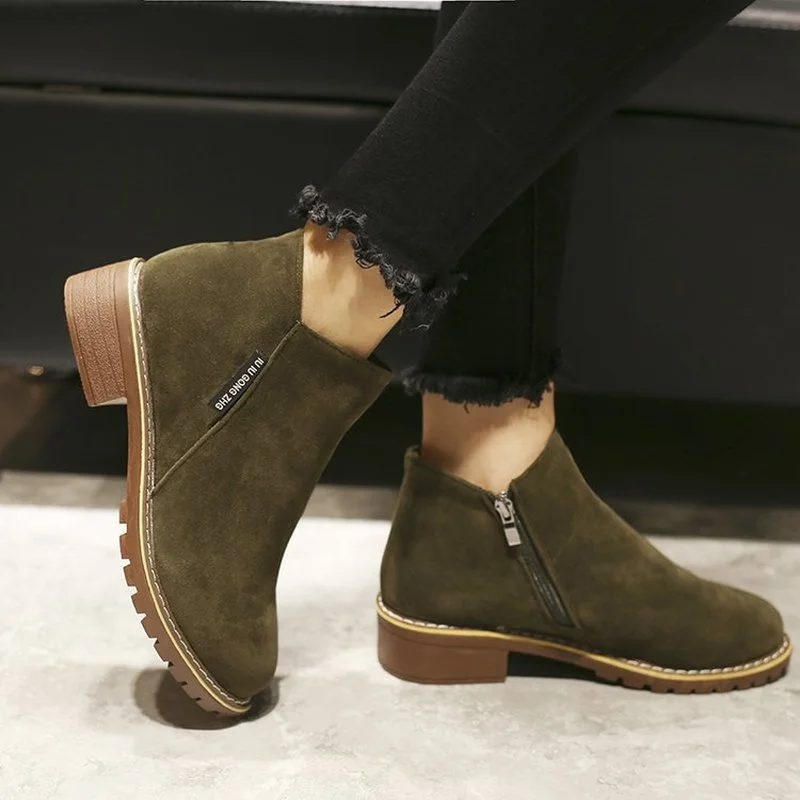 2022 New Women Boots Autumn Winter Boots Classics Zipper Snow Ankle Boots Faux Suede Woman Shoes Short Boots Ladies