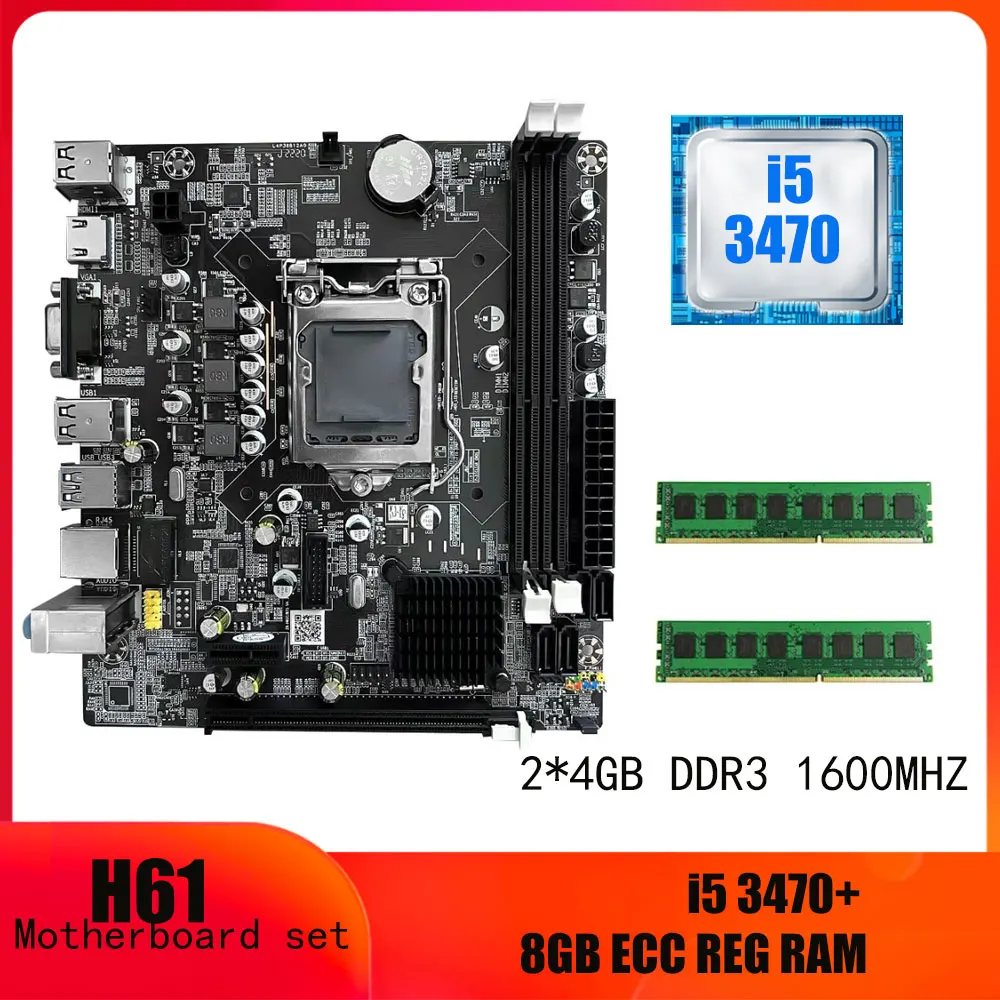 Integrated Graphics Card H61 LGA 1155 Motherboard Set With I5 3470 CPU and  DDR3 4GB*2PCS=8GB 1600MHZ Memory - AliExpress