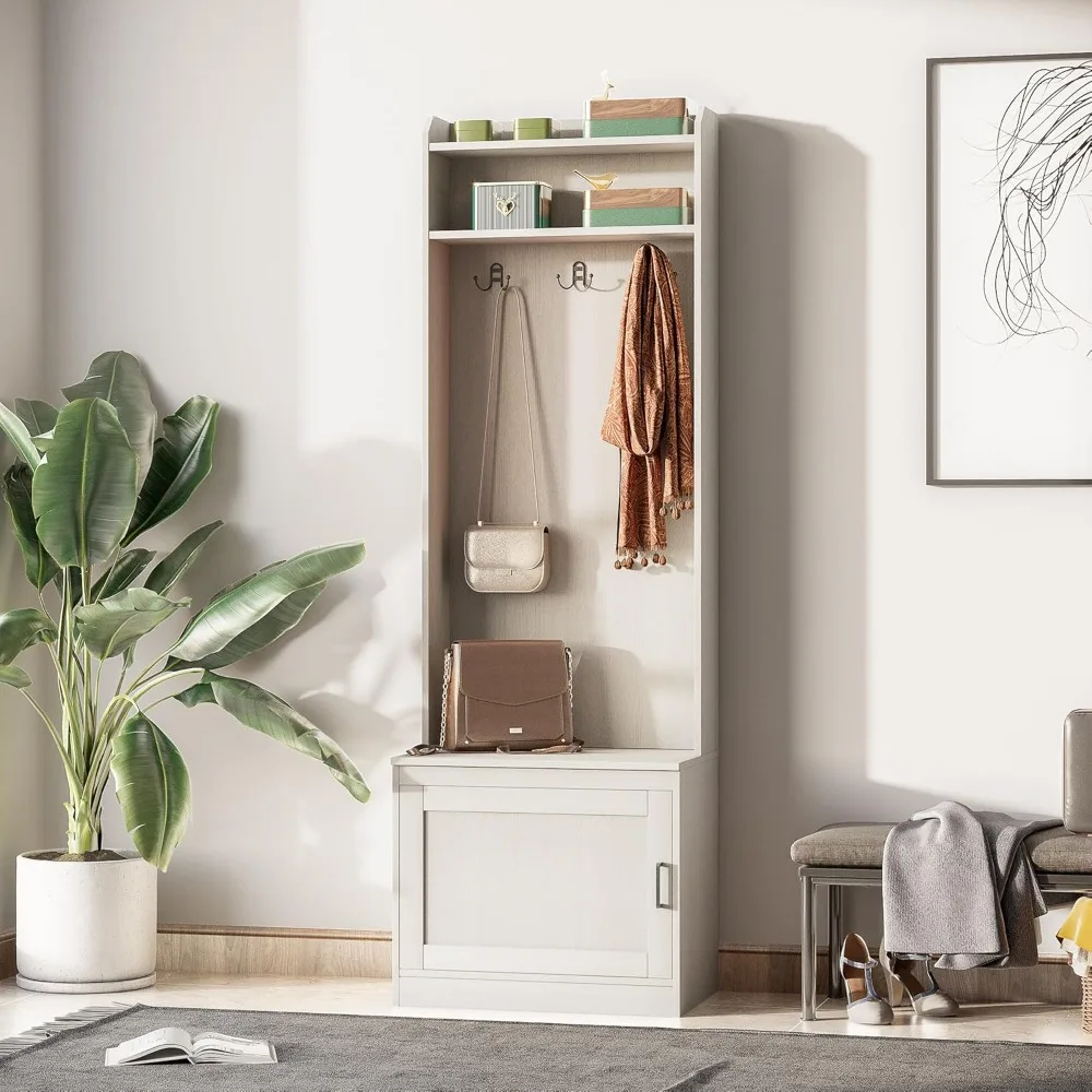 narrow hall tree with shoe storage bench, rustic entryway bench with coat rack, accent coat tree with storage shelves for hallw