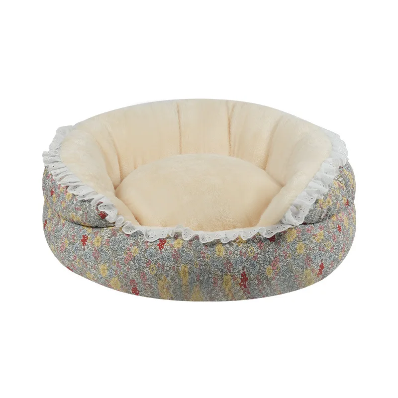 2024 Dog Bed Cushion Sleeping Sofa Cat Bed Round Cpuppy Warm Bed House Soft Long Plush Pet Dog Bed For Small Dogs Cat Nest