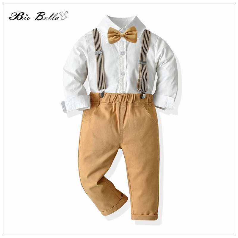 

Autumn Kids Boy Clothes Set Long Sleeve TShirt+Pants Child Wedding Birthday Toddler Boys Outfits Handsome Xmas Classic Suit 2023