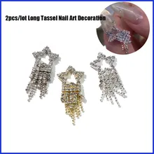 

2pcs/lot Alloy Hollow Star Crystal Nail Art decoration Long Round Bead Tassel Nail Rhinestone For DIY Punk Nail Jewelry 1#