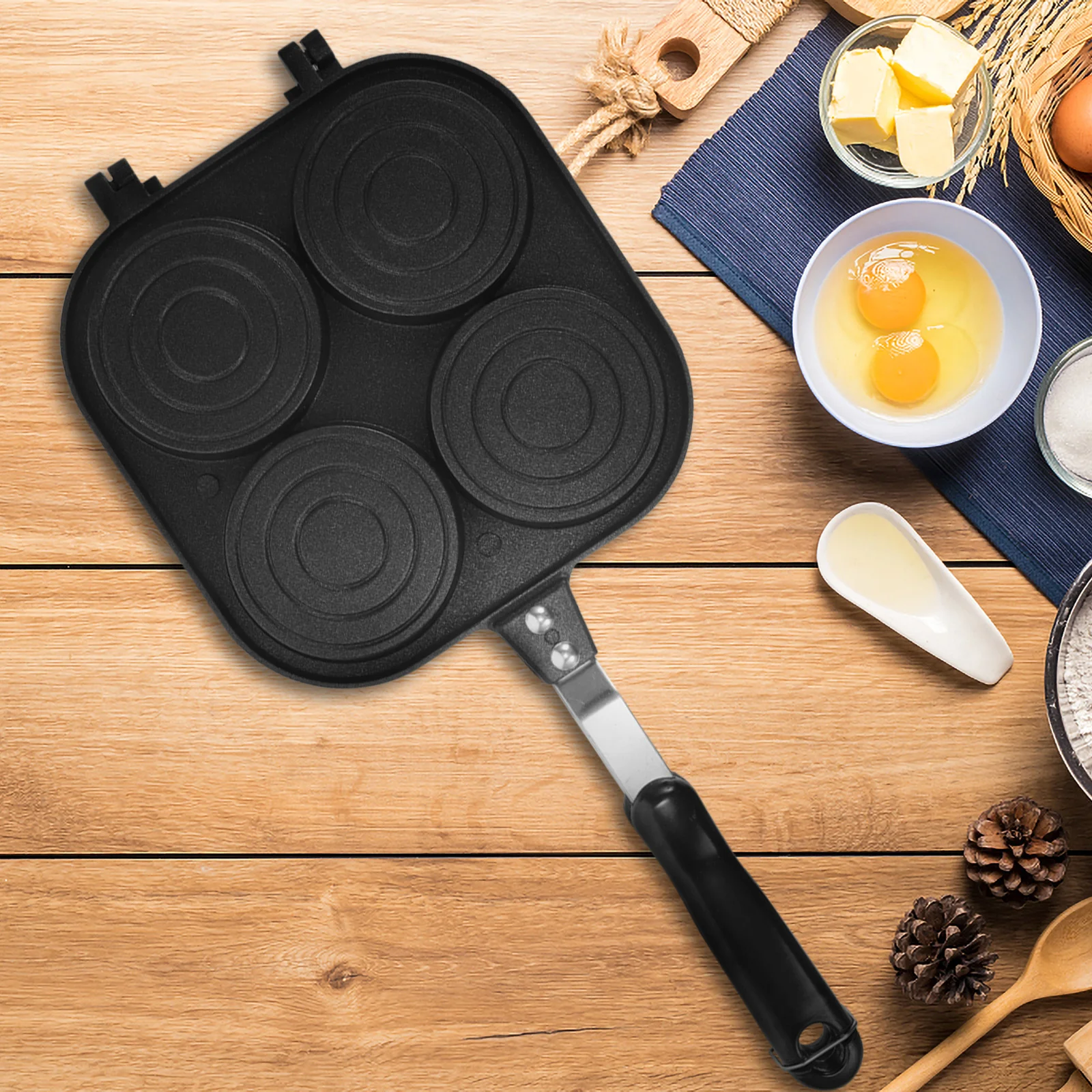 

Frying Pan Non-stick Frying Pan Breakfast Skillet Pan Double-side Frying Pan Non-sticking Pot for Kitchen Hotel Restaurant