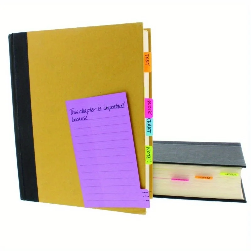1Pc Divider Sticky Notes, Tabbed Self-Stick Lined Note Pad, 60 Ruled Notes, Assorted Neon Colors Index Sticky Notes - 2