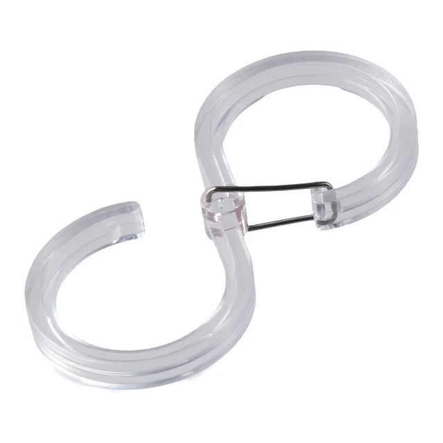 White Shower Curtain Hooks Rings S-shaped Transparent Plastic