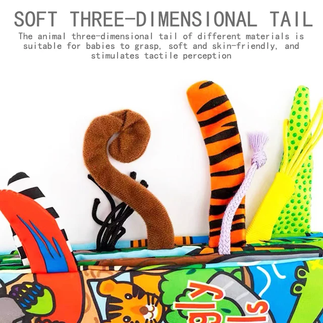Baby Toys Tail Cloth Book Sensory Early Stimulation Soft Health Cloth Book For Baby Montessori Newborn Memory Toy Touch And Feel 2