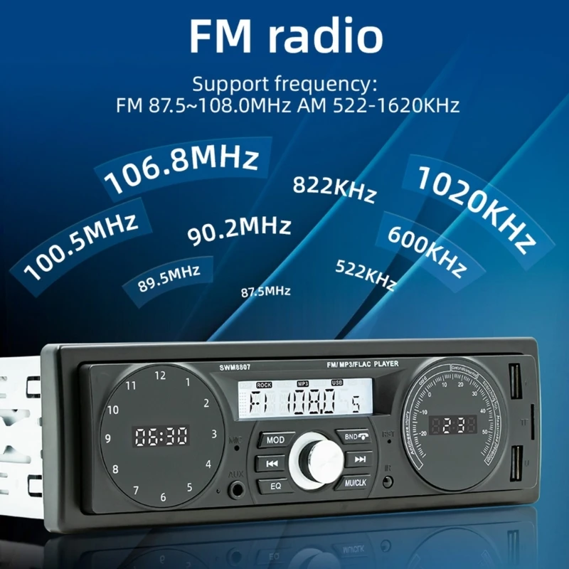 자동차 라디오 MP3 플레이어 차량 스테레오 원격 제어 USB 드라이브 AUX 재생-USB 충전 FM 라디오 수신기 60Wx4