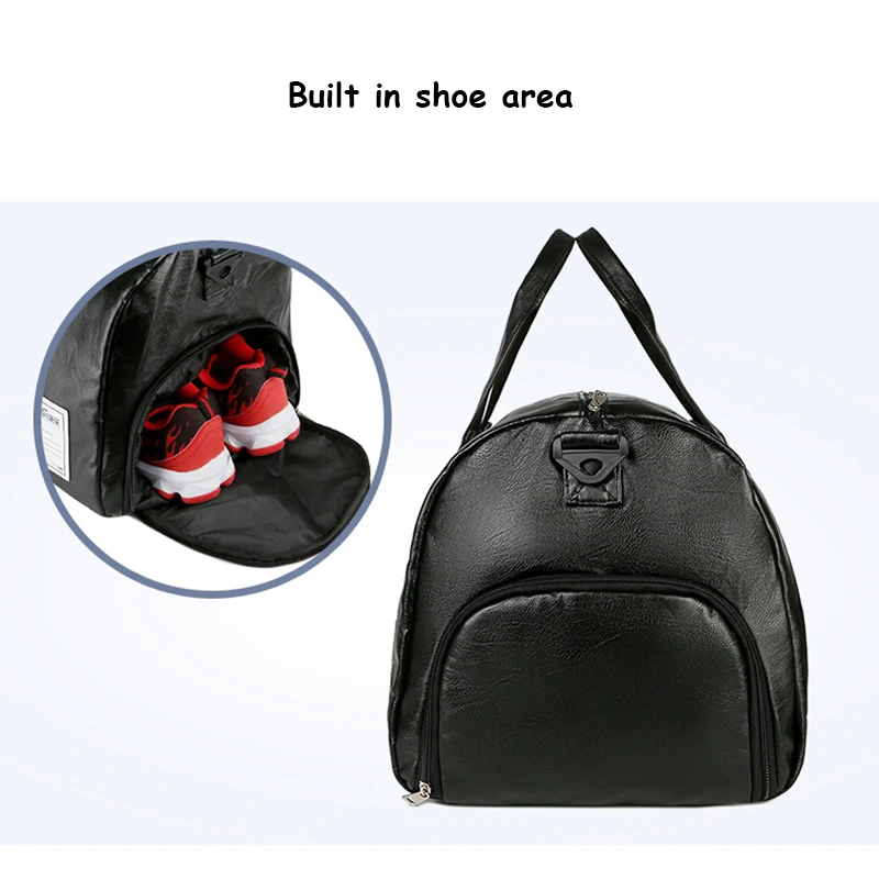 Male Gym Fitness Bags for Man Shoes PU Leather Travel Duffle Waterproof Shoulder Swimming Outdoors Sports Boxing Bags Handbag 4
