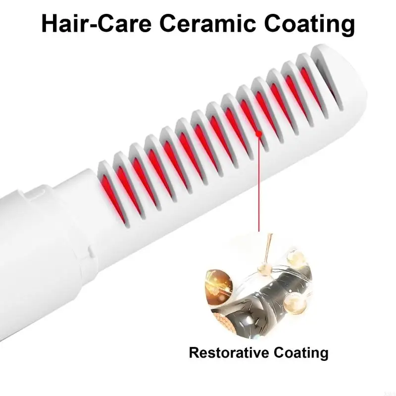 N3UA Hair Straightener Brush,Hair Straightening Comb for All Hair Types with Ceramic Heating Teeth Fast Heating for Womens