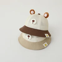 New Summer Mesh Fisherman Hat Cartoon Cute Bear Baby Bucket Hat Kids Boys Girls Toddler Breathable Panama Sun Cap Children 3