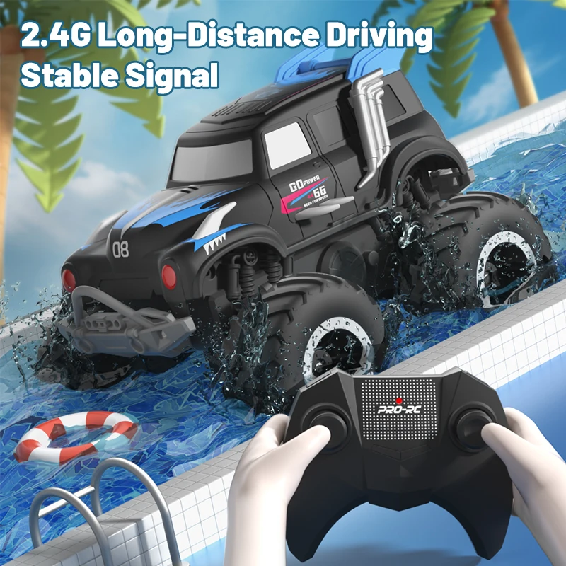 JJRC Q182 2.4G Amphibious Climbing Water & Land Remote Control Car 1:24 RC Big wheel Off Road Monster Truck Toys Gift For Kids 2