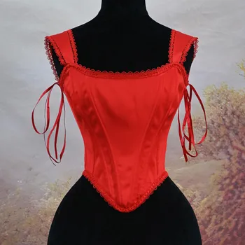 Women's Corset Sexy Red Black White Corsets Top Lace-up Vintage Gothic Bustiers Evening Party Elegant Lace Bodices Slimming