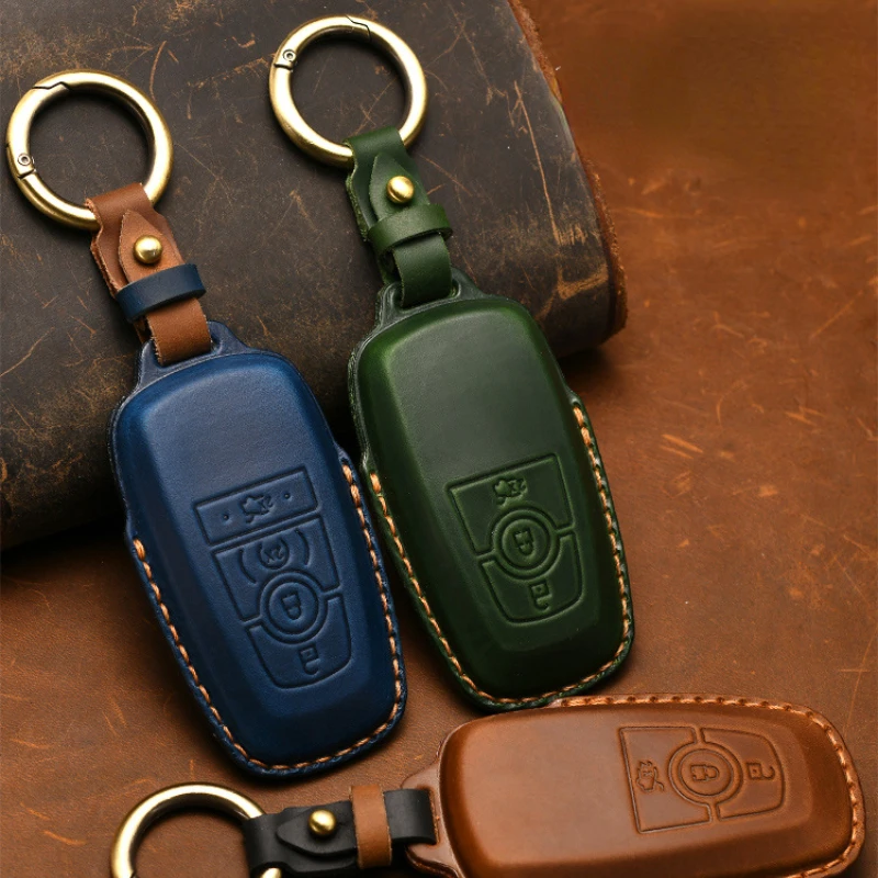 Custodia per chiave auto in pelle per Ford Fusion Edge Mustang Explorer F150 F250 F350 custodia protettiva Ecosport Shell Fob Keyless - S9a2329f6933543bc87c5079313b0fcb6G