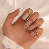 Fashion Gothic Metal Line Thin Nail Rings for Women Girl Daily Fingertip Protective Cover Fashion Jewelry Double Ring Adjustable 5